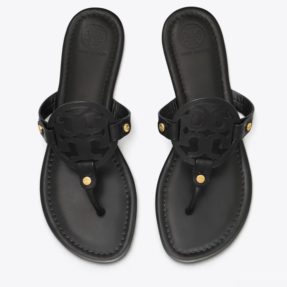 TORY BURCH Black Leather MILLER Sandal size 7 Great Condition!!
